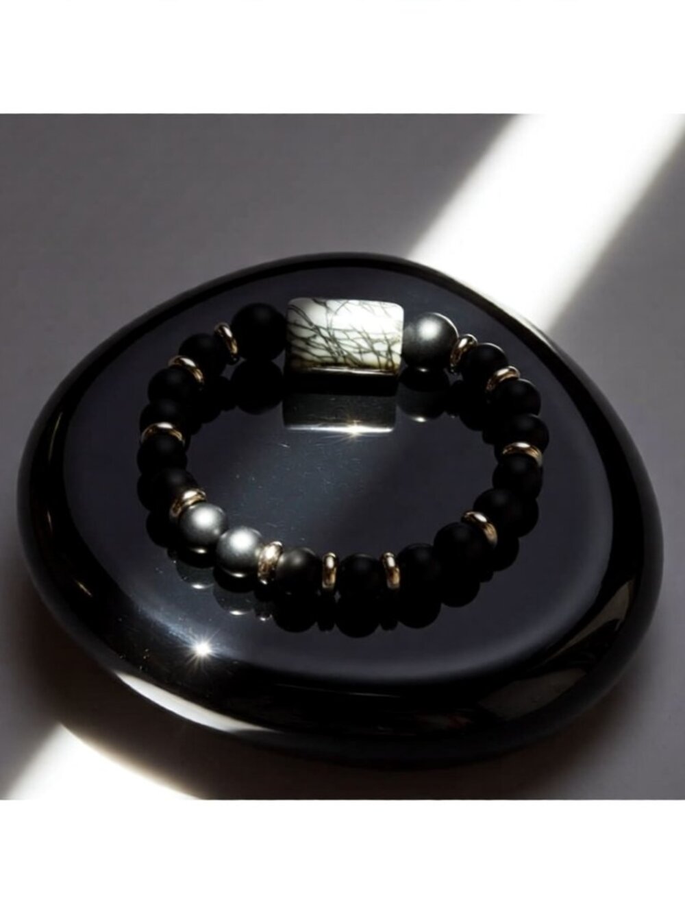 Chunky Jasper Stone Bracelet for Men | Grunge Cyberpunk Urban Streetwear Jewelry
